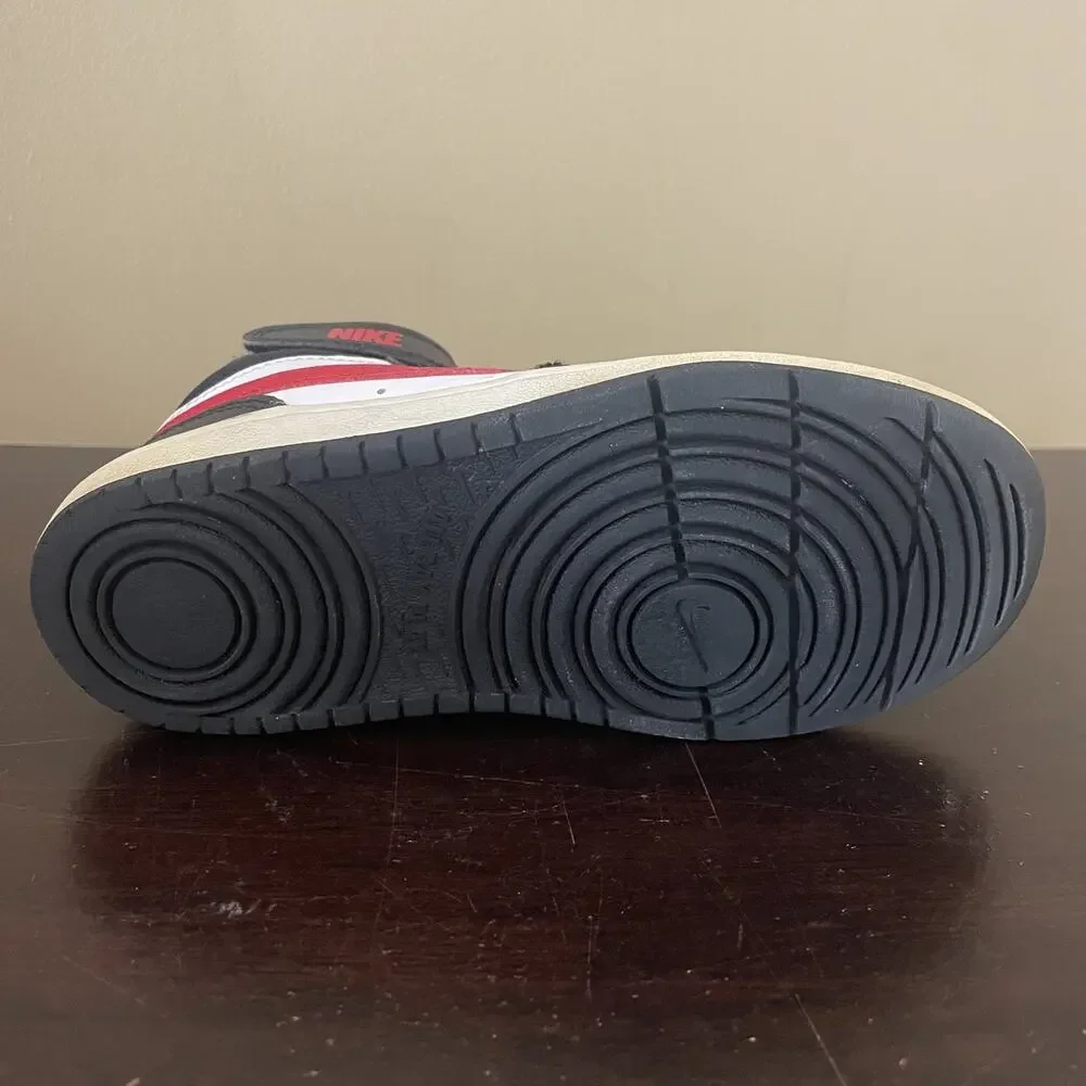 Nike Court Borough Mid 2 Toddler Black Red White Strap‎ Lace Up Shoes